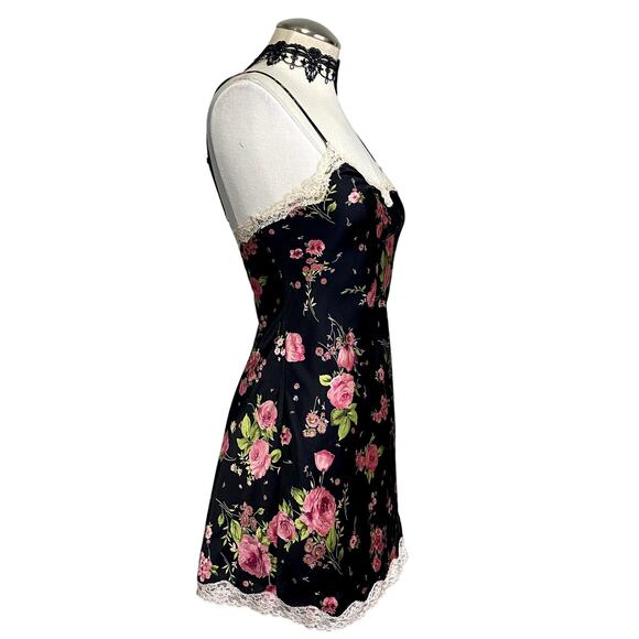 Vintage Y2k Victoria's Secret Satin Lace Floral Gothic Coquette Slip Dress - Picture 4 of 14
